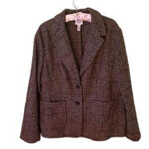 St. John's Bay Women's Tweed Wool Blend Coat in Brown Size XXL